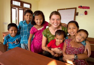 Maggie Doyne with her children at Kopila Valley Childrens Home, Nepal